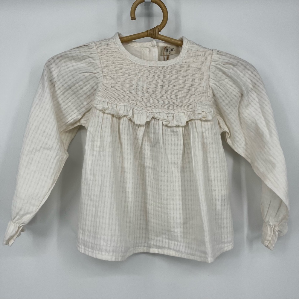 Búho Girls Sheer Check Blouse NWT 3Y